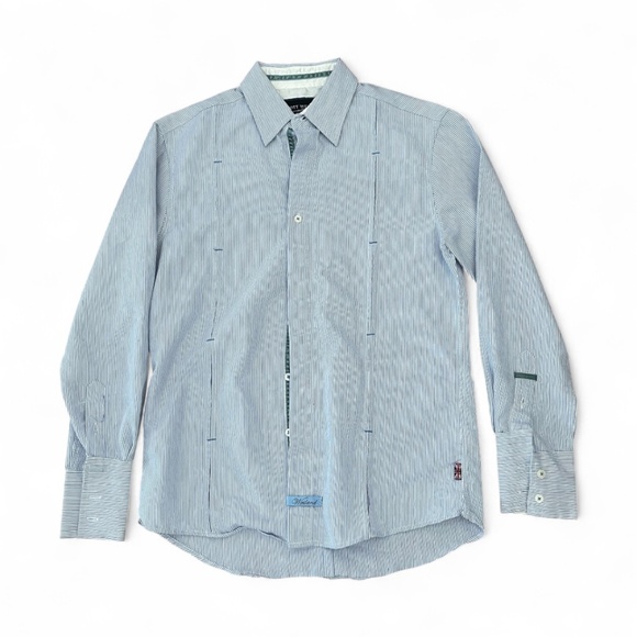 Scott Weiland Men’s Blue Long Sleeve Fitted Dress Shirt English Laundry Sz M - Picture 1 of 8